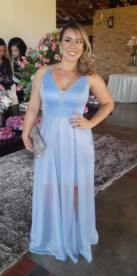 Vestido Longo Azul Sereno