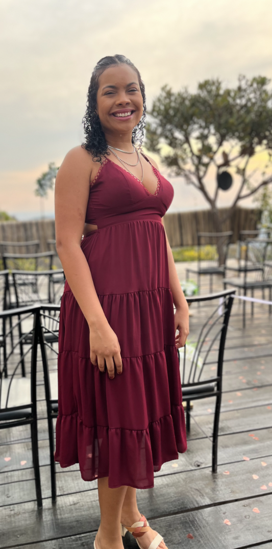 Vestido de festa alcinha vermelho midi