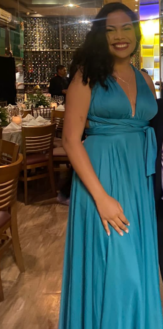 Vestido multiformas verde água