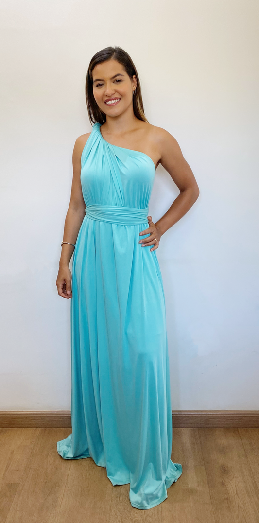 Vestido Longo Azul Turquesa