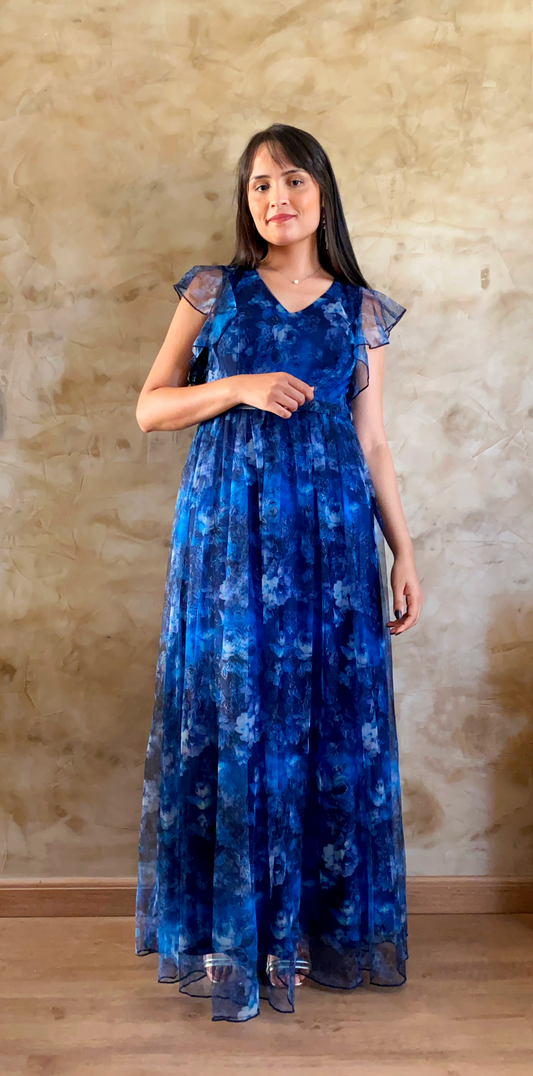 Vestido Azul Estampado