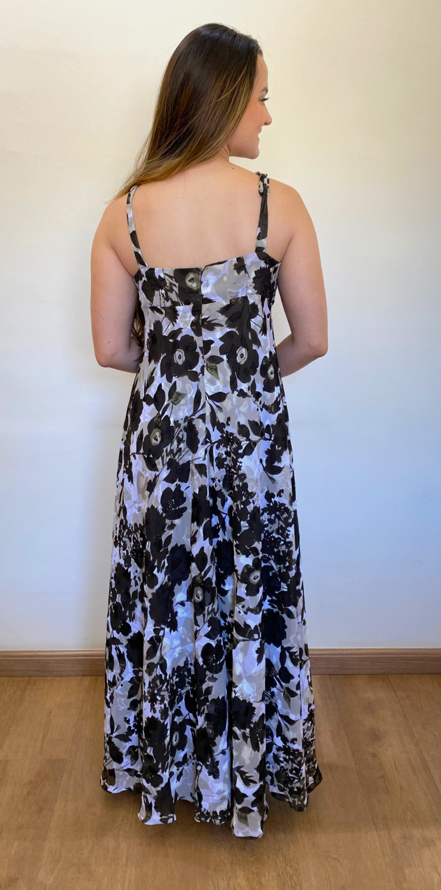 Vestido Longo Estampado P&B