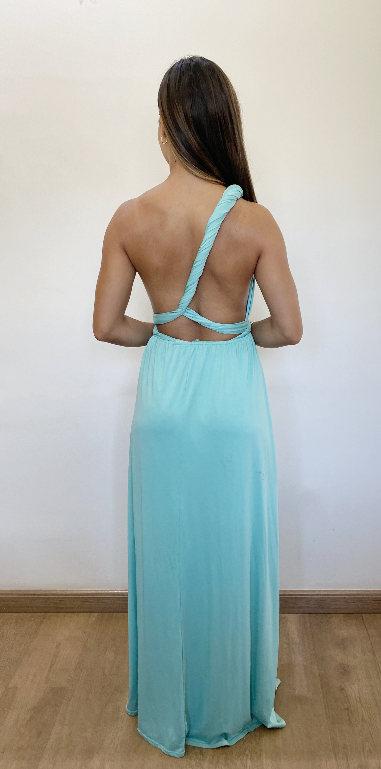 Vestido Longo Azul Turquesa
