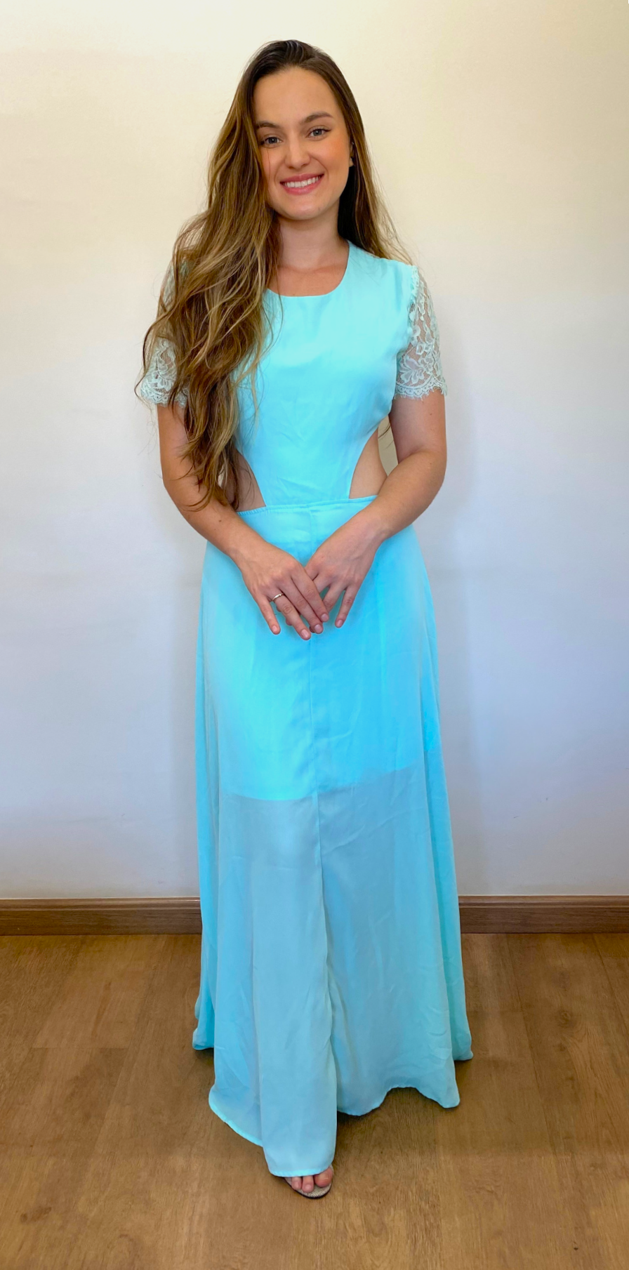 Vestido verde água fluido