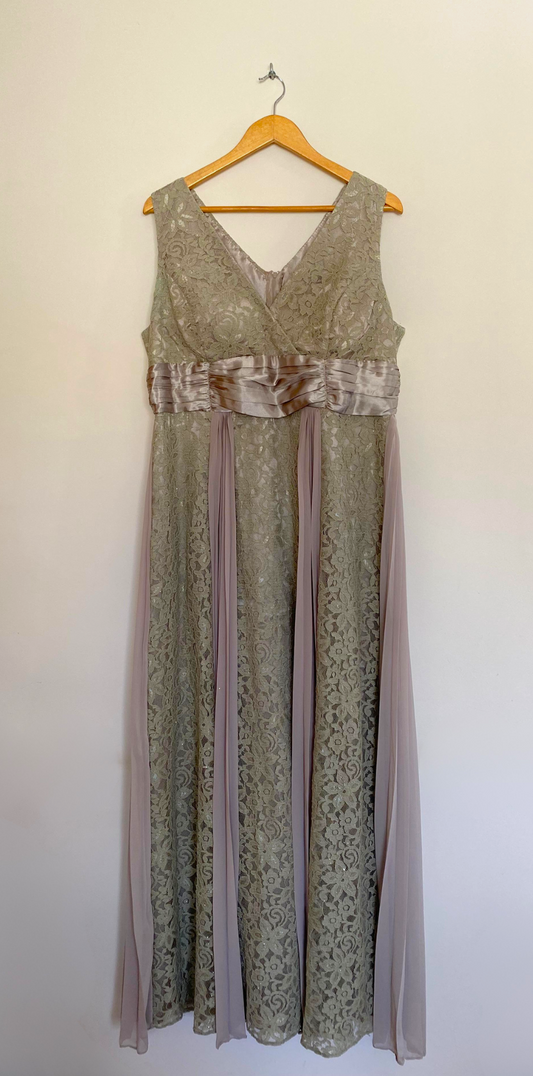 Vestido Longo Verde Renda & Chiffon