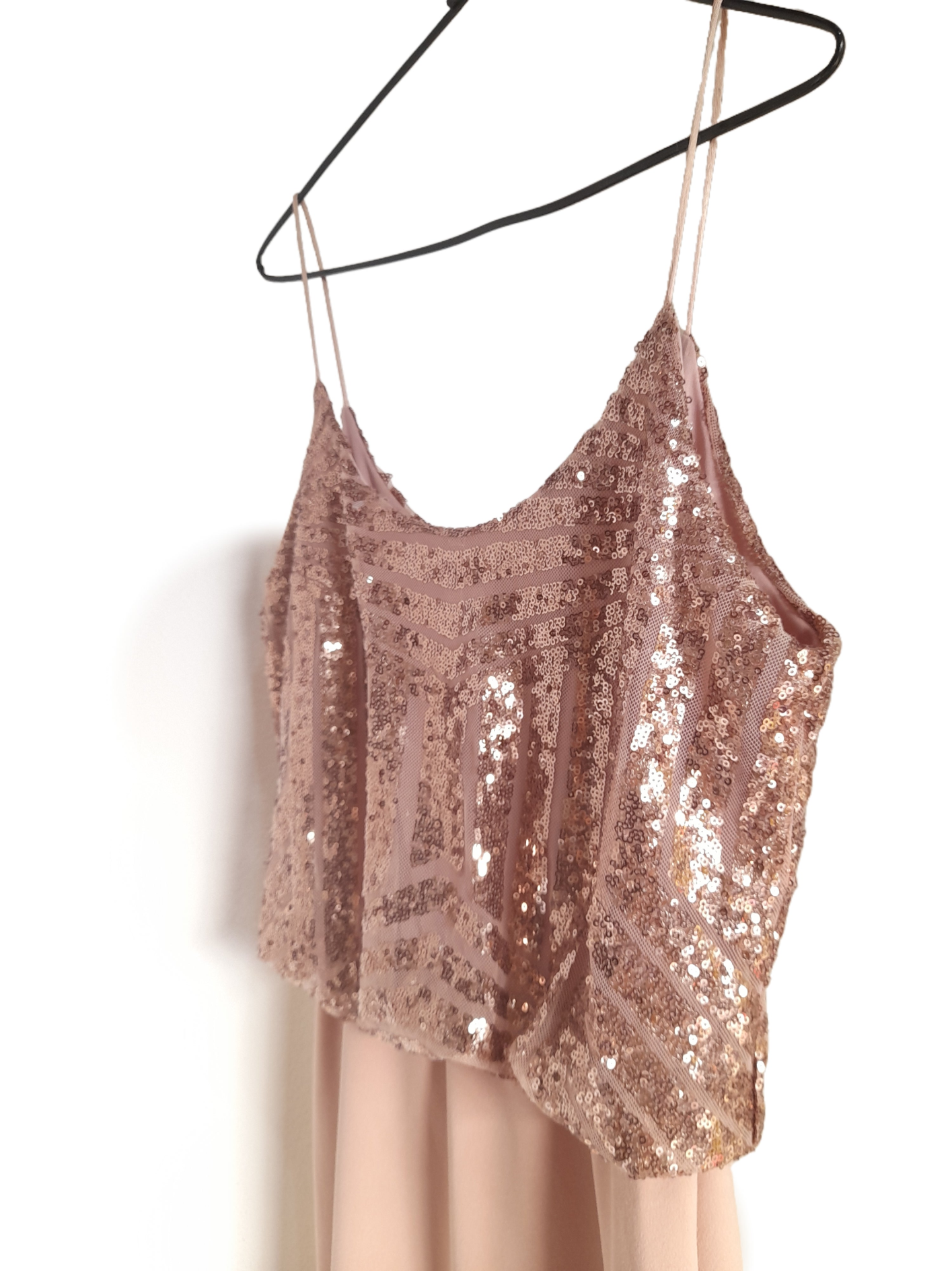 Vestido Curto Nude com Paetês M