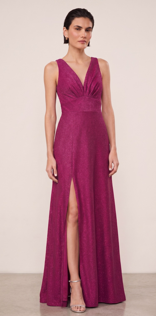 Vestido Longo Fúcsia Radiance com Fenda