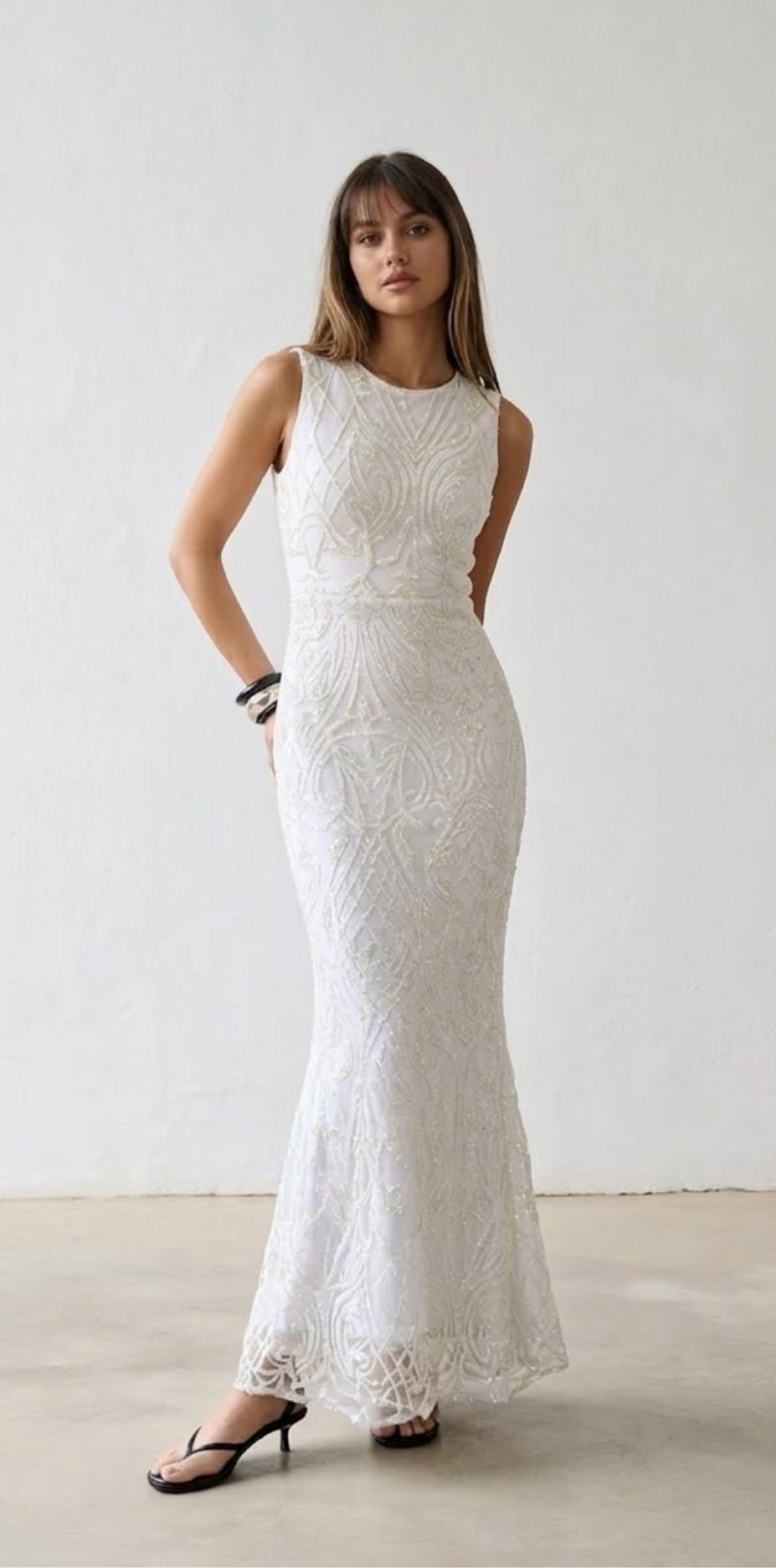 Vestido Longo Bordado Off White