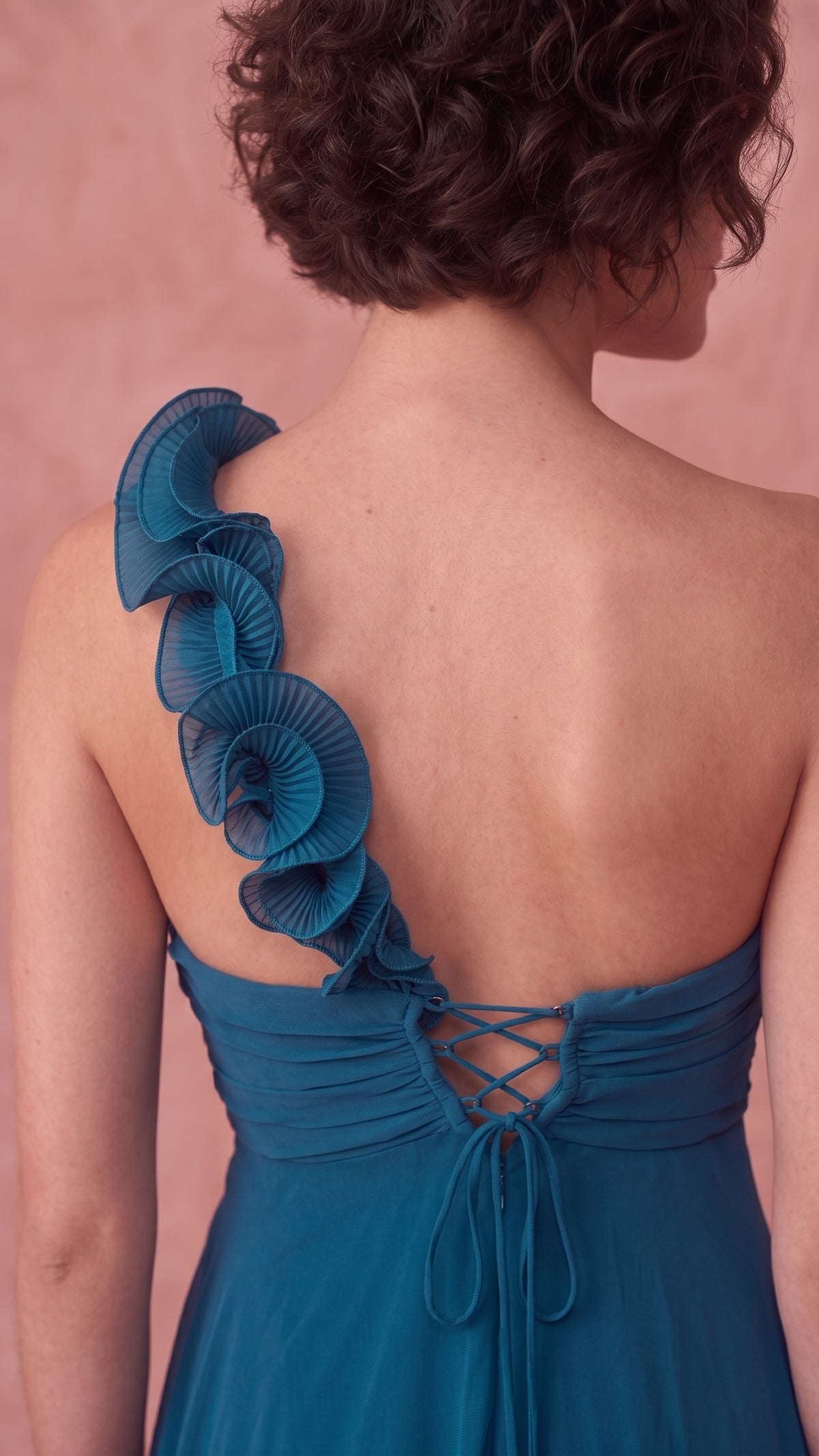 Vestido Longo Azul com Alça Floral