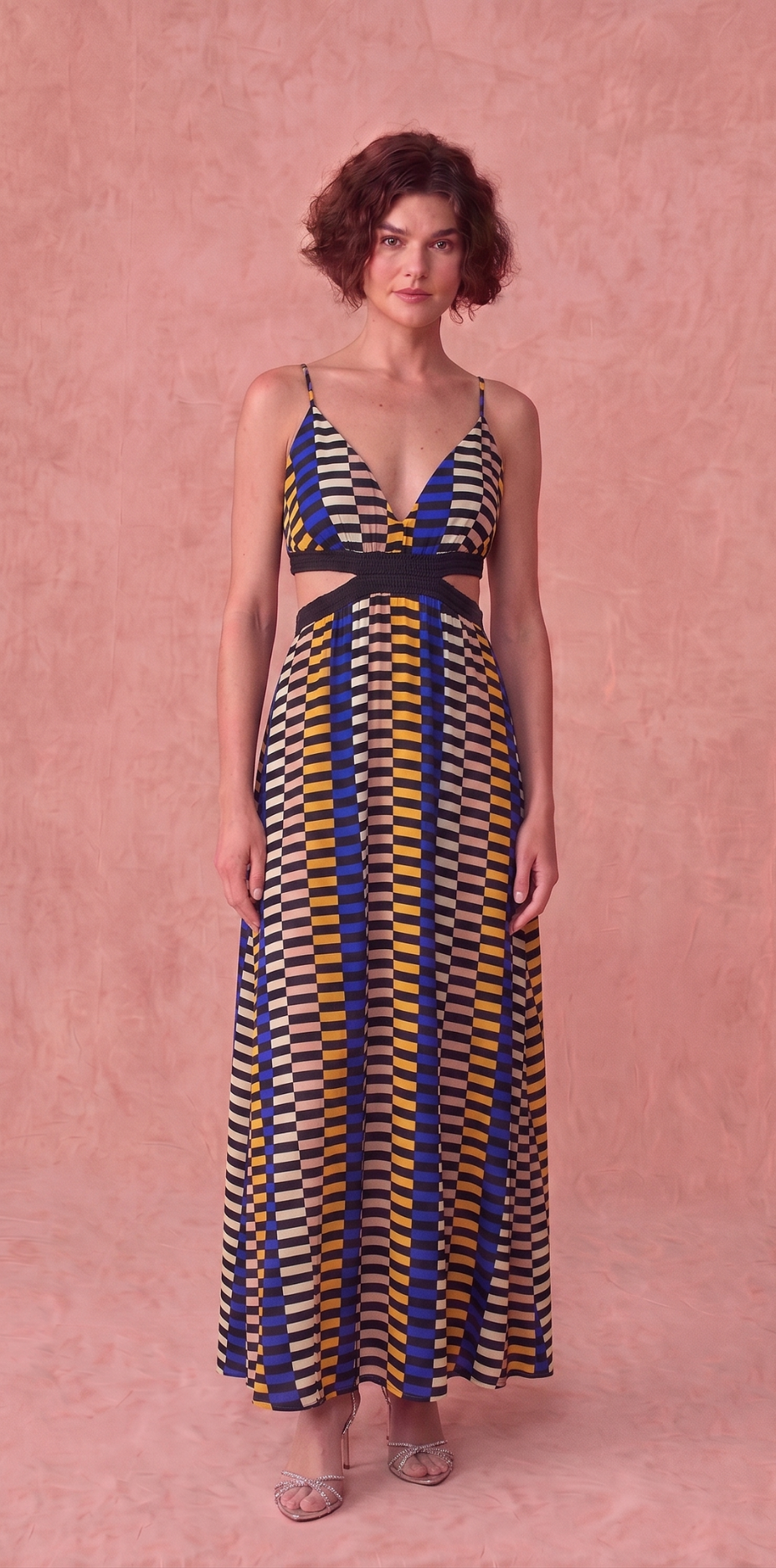 Vestido Longo Estampado com Fenda Lateral