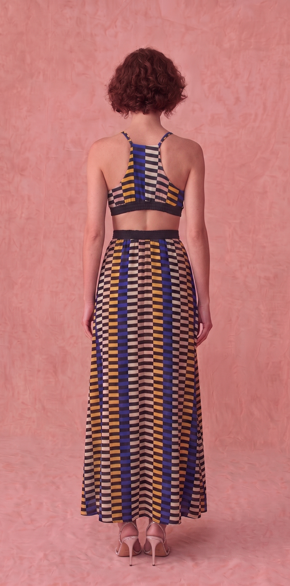 Vestido Longo Estampado com Fenda Lateral