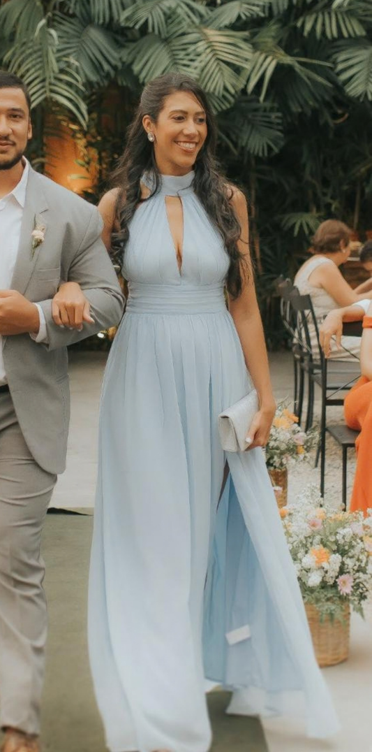 Vestido Longo Azul Claro