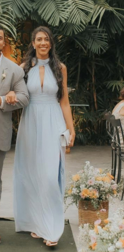 Vestido Longo Azul Claro