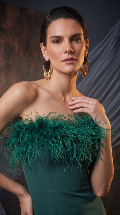 Vestido Verde Baila Plumas