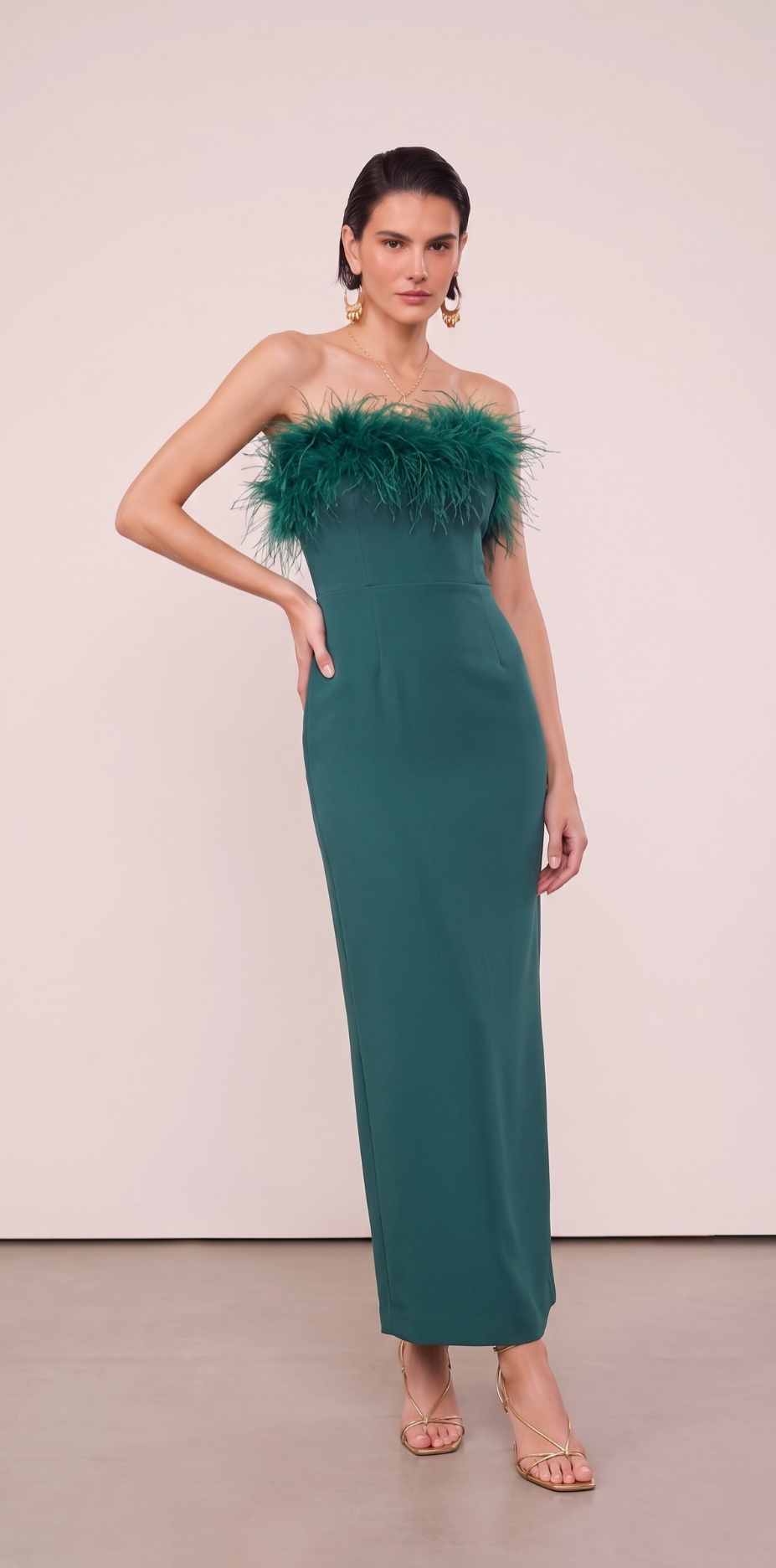 Vestido Verde Baila Plumas