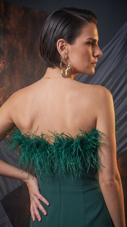 Vestido Verde Baila Plumas
