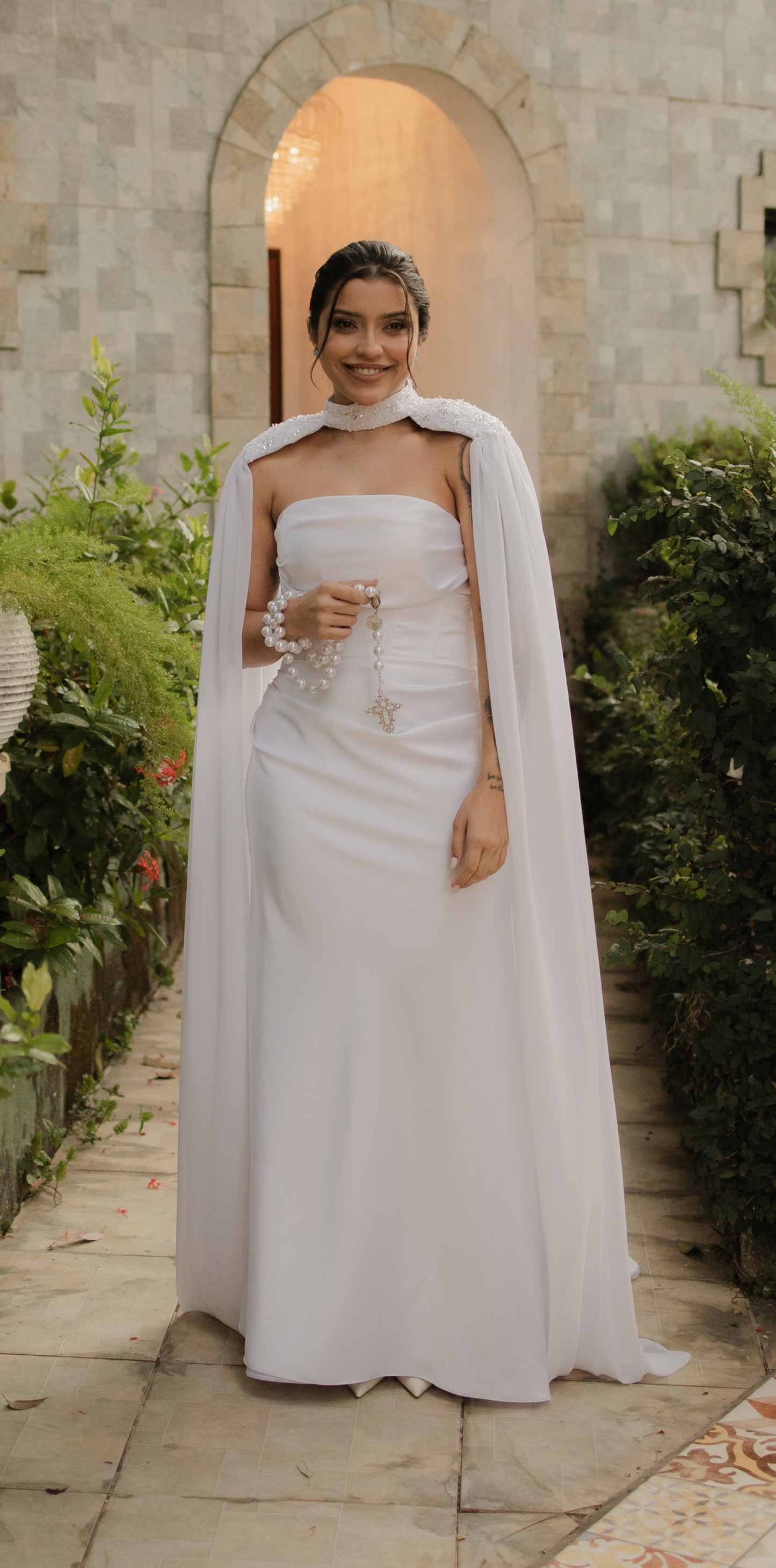 Vestido de Noiva – Zibeline com Capa Exclusiva (Usado uma vez)