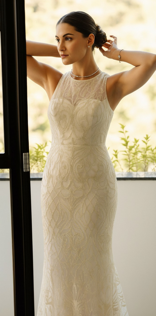 Vestido Longo Bordado Off White