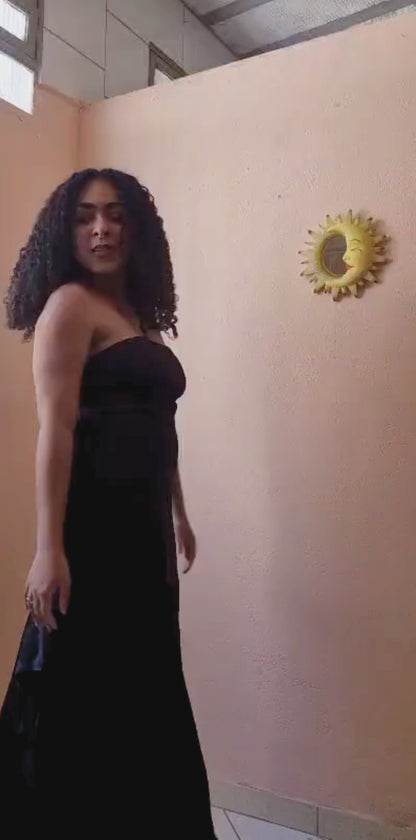 Vestido longo preto tomara que caia